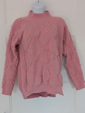 Coco Y Club Pink Textured Knit Sweater Size S Barbiecore Cozy Top